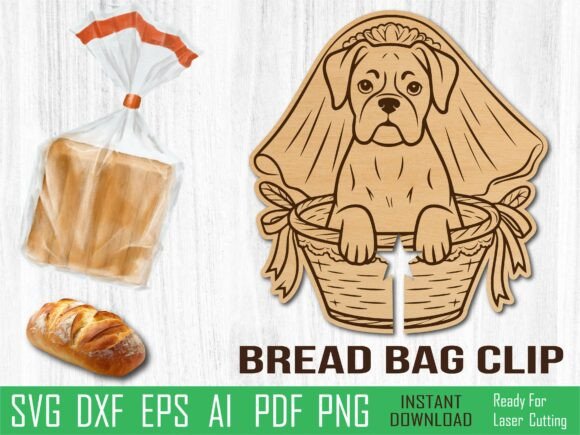 Boxer Basket Dog Bread Clip, Laser Cut