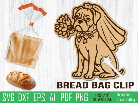 Boxer Dog Bread Clip, Dog Laser Cut