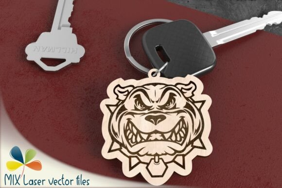 Bulldog Head Keychain Laser Cut File