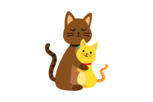 Cat and Kitten Embracing