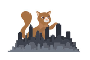 Cat Destroying City Godzilla Style