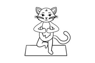 Cat Doing Yoga Line Art Style
