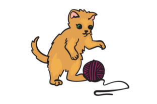 Cat Playing with a Ball of Wool