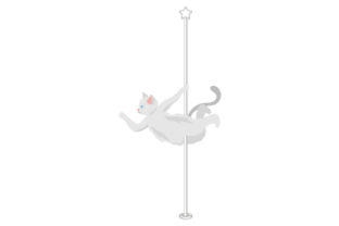 Cat Pole Dancing Embroidery Design