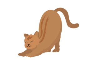 Cat Stretching Embroidery Design