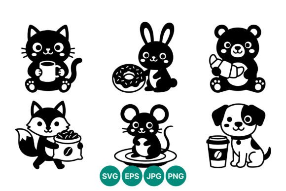 Cute Black and White Animal Food Vector