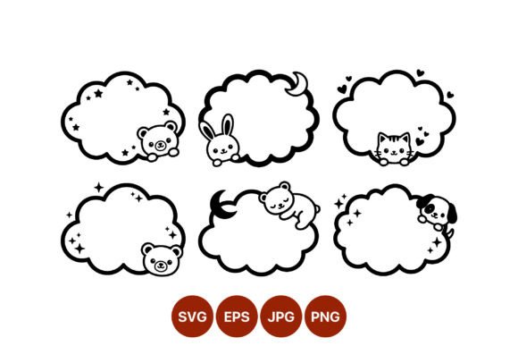 Cute Black and White Cloud Frames