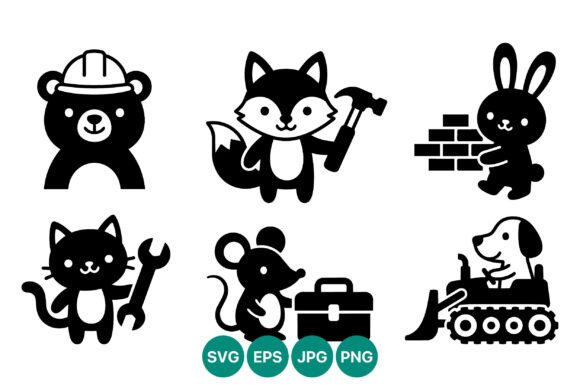 Cute Black White Construction Animal