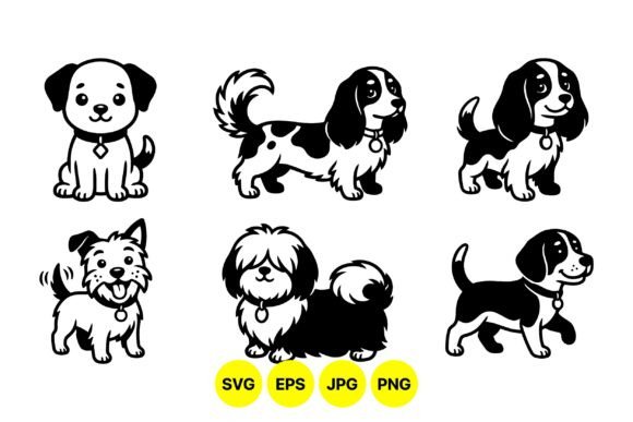 Cute Cartoon Puppy Clipart Pack