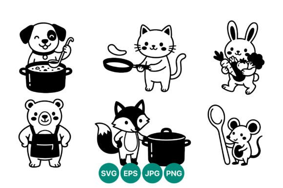 Cute Cooking Animals Vector Art