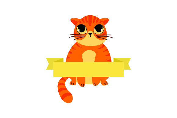 Cute Ginger Cat with Blank Banner