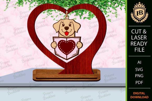 Dog Valentine Hanging Laser Cut