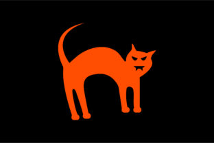 Halloween Cat Flat Vector Icon