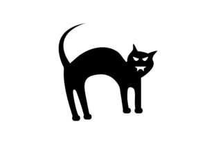 Halloween Cat Glyph Icon Vector