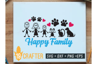 Happy Family with Cat and Dos