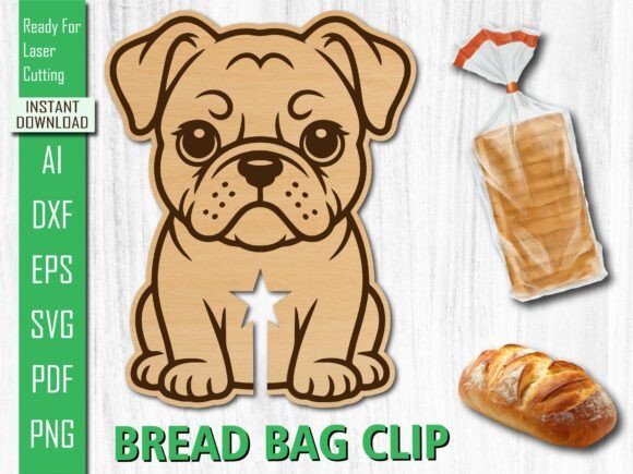 Laser Cut Cute Sitting Dog Bread Clip
