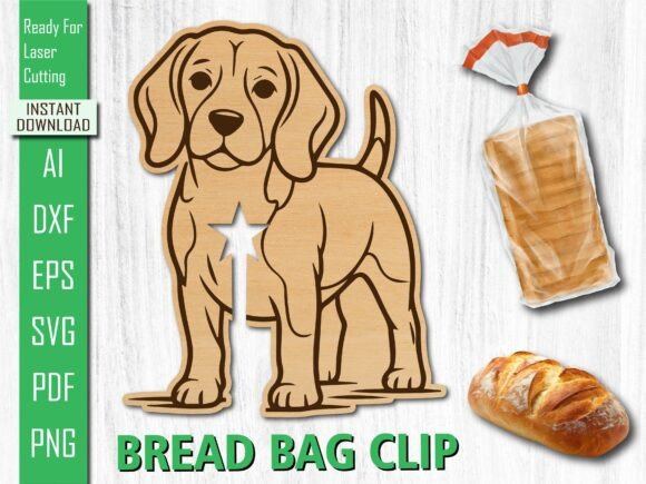 Laser Cut Dog, Walking Dog Bread Clip