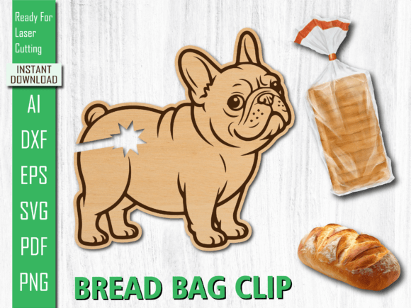 Laser Cut Engraved Dog Bread Bag Clip