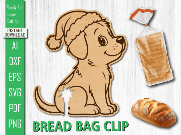 Laser Cut Puppy Sitting Dog Bread Clip