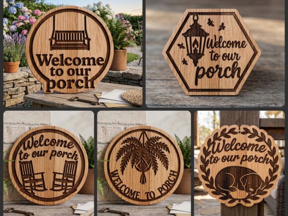 Laser Cut Welcome to Our Porch Sign Set