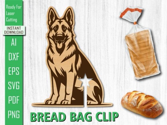 Laser German Shepherd Dog Bread Clip SVG