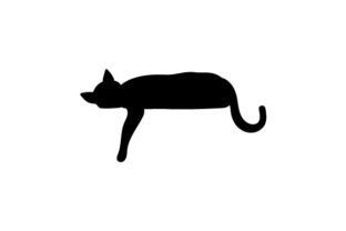 Silhouette of Cat Laying Down with Paw Hanging Down