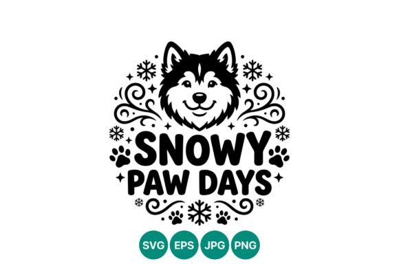 Snowy Paw Days Husky Vector Art