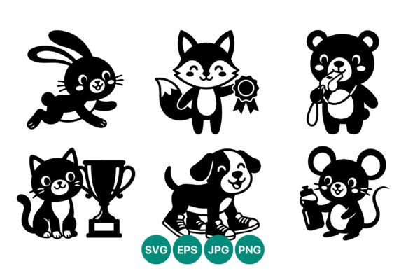 Sports Animals Cartoon Vector Set