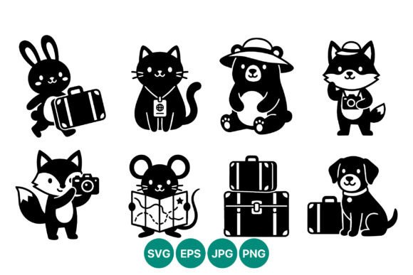 Travel Animals Suitcase and Camera Icons